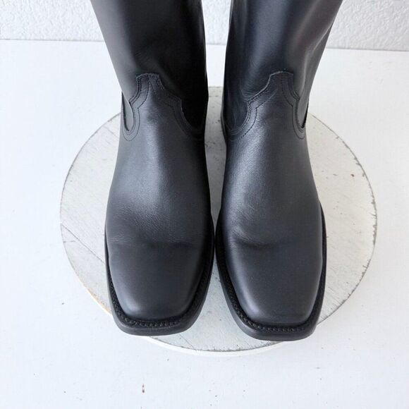 Lane Black Cowboy Boots Mens 10 D Square Toe Western Smooth Leather No Accents - Picture 6 of 11